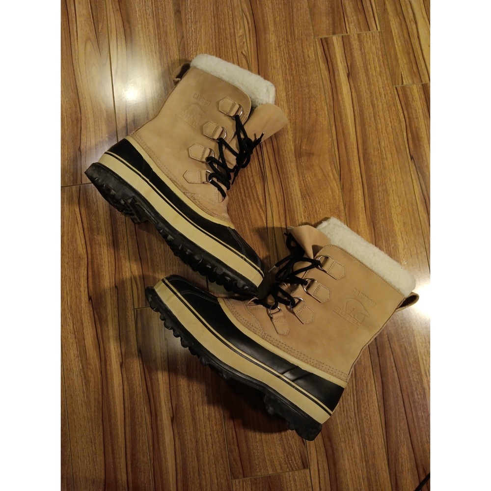 CARIBOU SOREL Winter Snow Boots Men 11 Kaufman Tan Canada Insulated Wool Liner